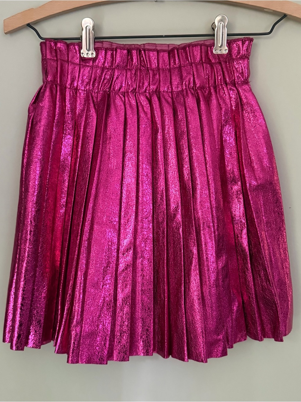 NWT Lola + The Boys | Hot Pink Metallic Foil Pleated Skirt | Size 10